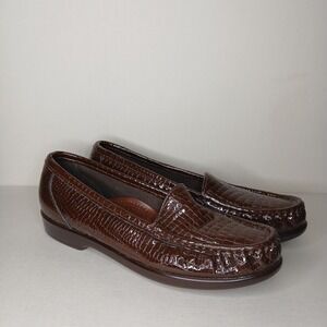 SAS Tripad Comfort Brown Croc‎ Embossed Leather Loafers Women's 6